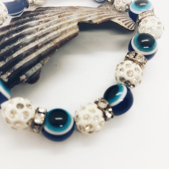 Silver Blue Evil Eye Braclet - Picture 2 of 2